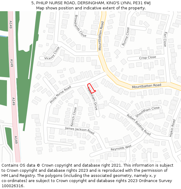 5, PHILIP NURSE ROAD, DERSINGHAM, KING'S LYNN, PE31 6WJ: Location map and indicative extent of plot