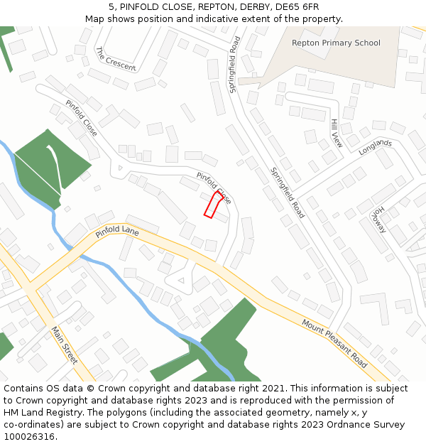 5, PINFOLD CLOSE, REPTON, DERBY, DE65 6FR: Location map and indicative extent of plot