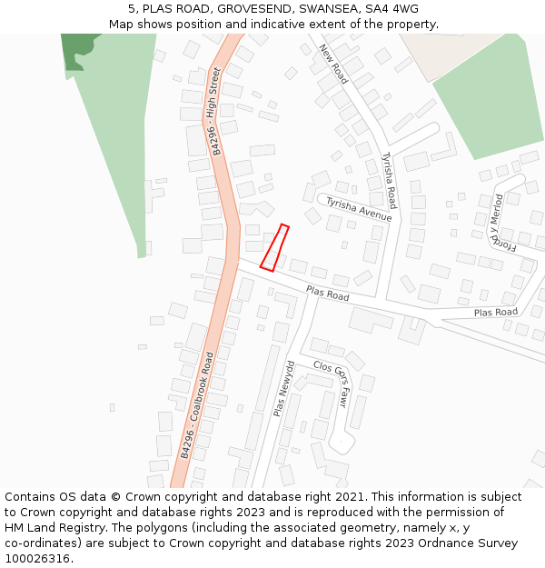 5, PLAS ROAD, GROVESEND, SWANSEA, SA4 4WG: Location map and indicative extent of plot