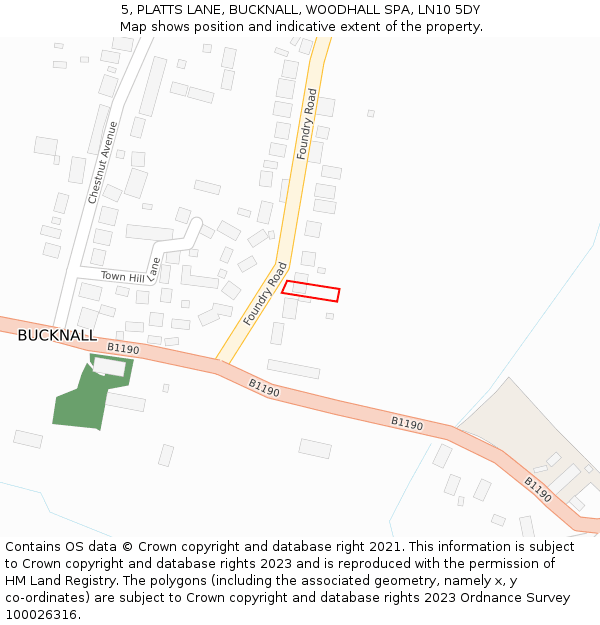 5, PLATTS LANE, BUCKNALL, WOODHALL SPA, LN10 5DY: Location map and indicative extent of plot