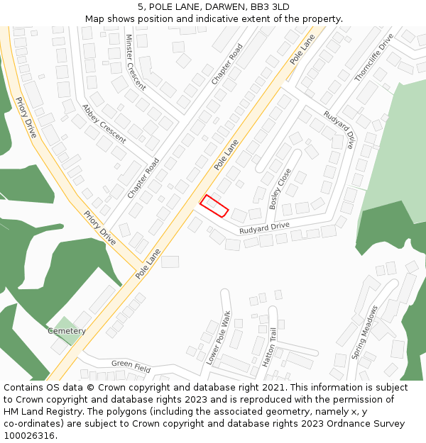 5, POLE LANE, DARWEN, BB3 3LD: Location map and indicative extent of plot