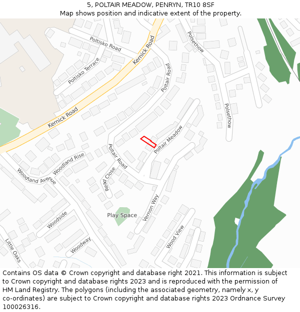 5, POLTAIR MEADOW, PENRYN, TR10 8SF: Location map and indicative extent of plot