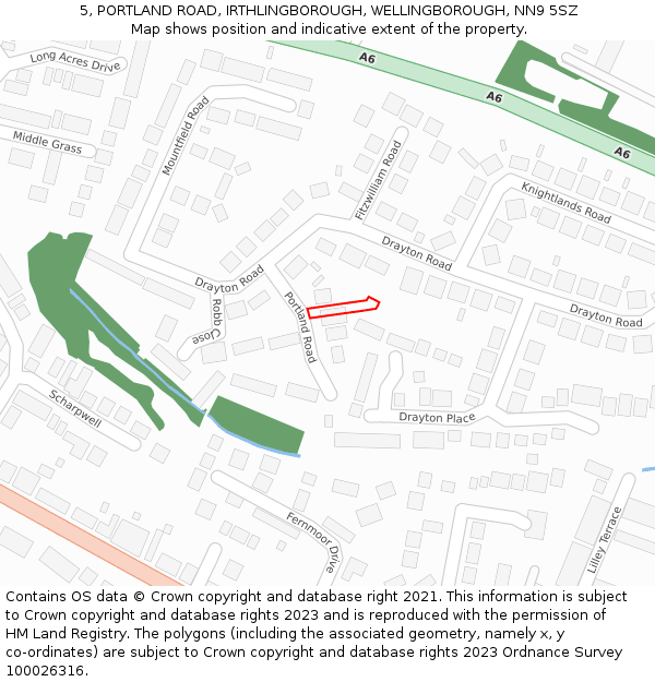 5, PORTLAND ROAD, IRTHLINGBOROUGH, WELLINGBOROUGH, NN9 5SZ: Location map and indicative extent of plot