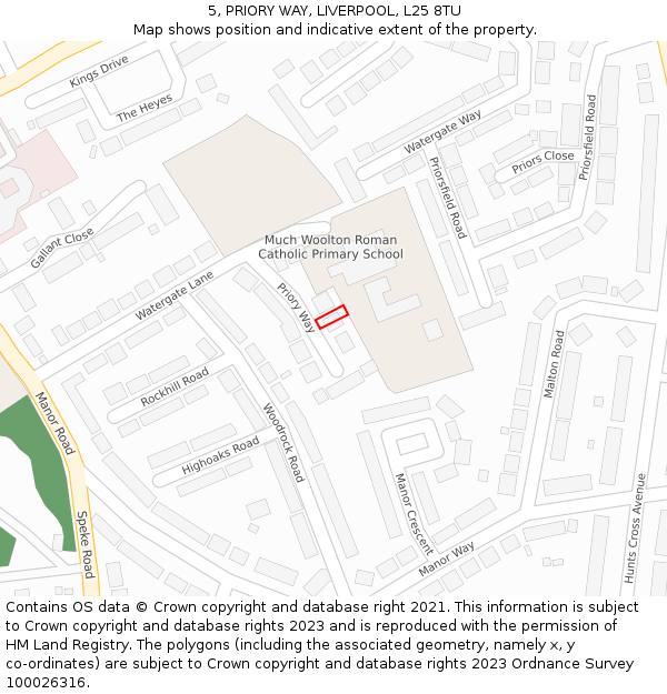 5, PRIORY WAY, LIVERPOOL, L25 8TU: Location map and indicative extent of plot