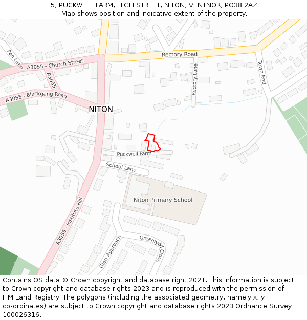 5, PUCKWELL FARM, HIGH STREET, NITON, VENTNOR, PO38 2AZ: Location map and indicative extent of plot