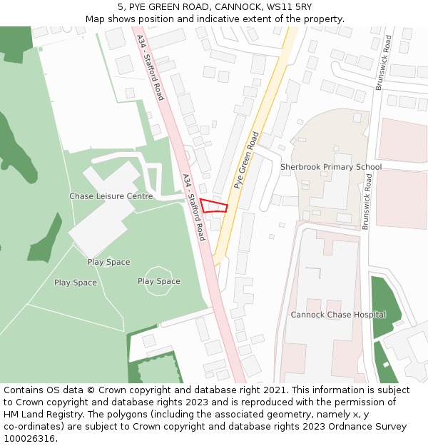 5, PYE GREEN ROAD, CANNOCK, WS11 5RY: Location map and indicative extent of plot