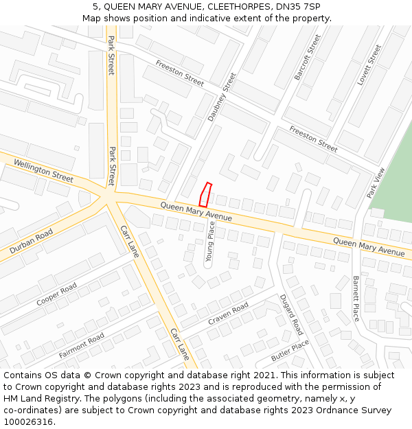 5, QUEEN MARY AVENUE, CLEETHORPES, DN35 7SP: Location map and indicative extent of plot