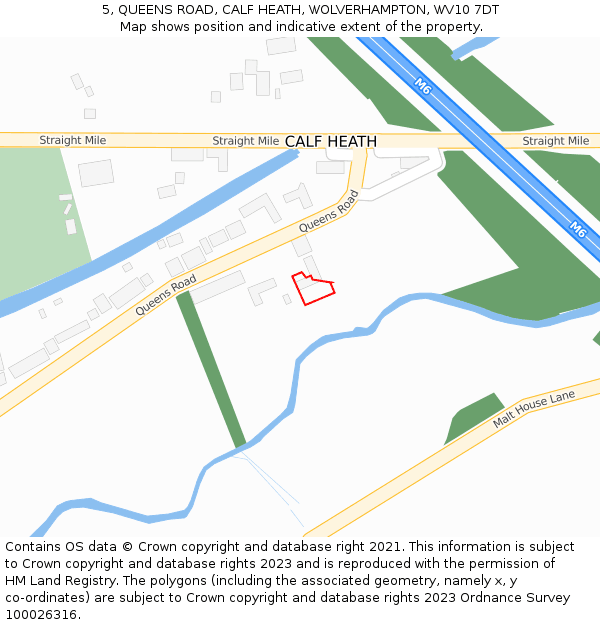 5, QUEENS ROAD, CALF HEATH, WOLVERHAMPTON, WV10 7DT: Location map and indicative extent of plot