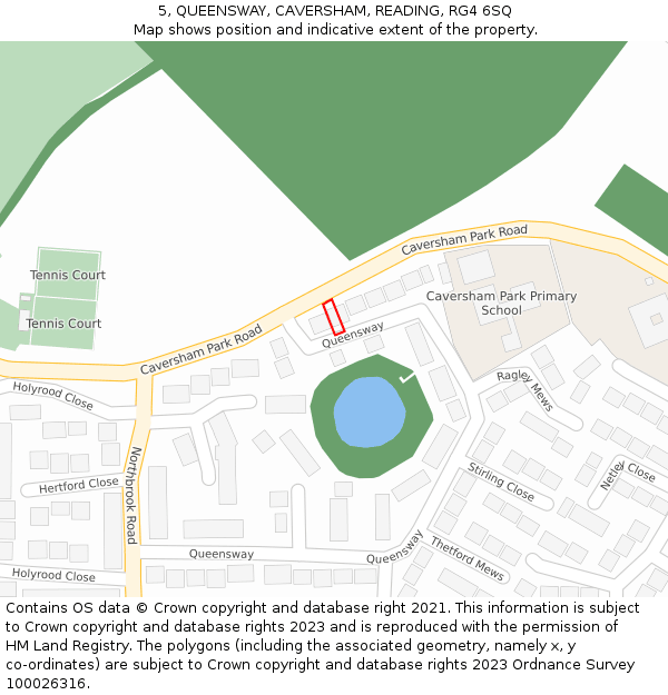 5, QUEENSWAY, CAVERSHAM, READING, RG4 6SQ: Location map and indicative extent of plot