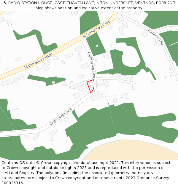 5, RADIO STATION HOUSE, CASTLEHAVEN LANE, NITON UNDERCLIFF, VENTNOR, PO38 2NB: Location map and indicative extent of plot