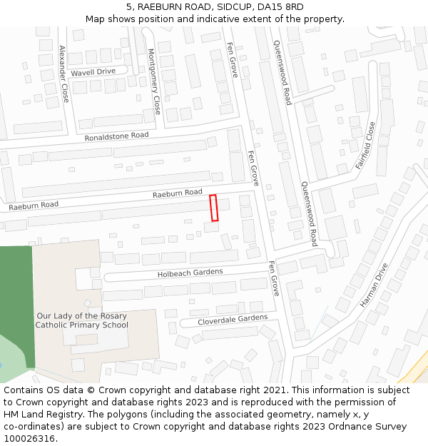 5, RAEBURN ROAD, SIDCUP, DA15 8RD: Location map and indicative extent of plot