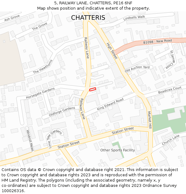 5, RAILWAY LANE, CHATTERIS, PE16 6NF: Location map and indicative extent of plot