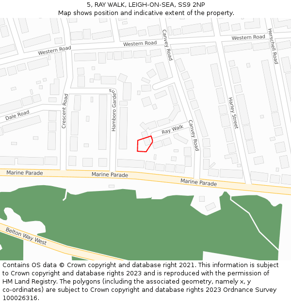 5, RAY WALK, LEIGH-ON-SEA, SS9 2NP: Location map and indicative extent of plot