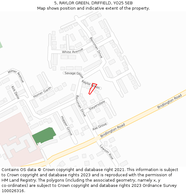 5, RAYLOR GREEN, DRIFFIELD, YO25 5EB: Location map and indicative extent of plot