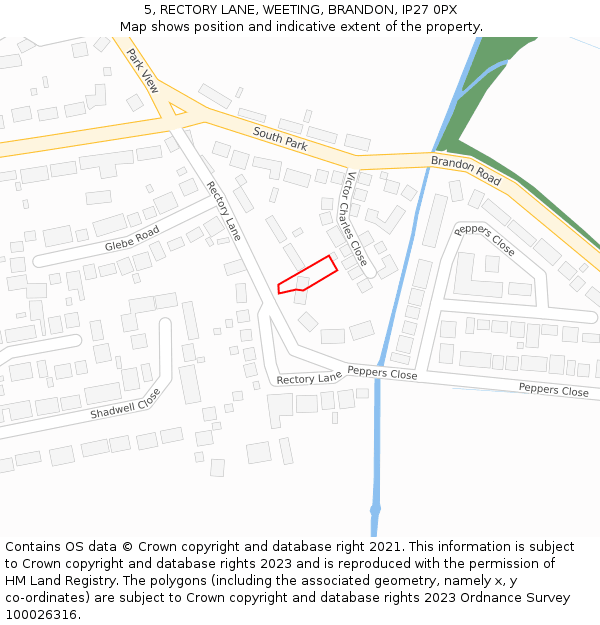 5, RECTORY LANE, WEETING, BRANDON, IP27 0PX: Location map and indicative extent of plot