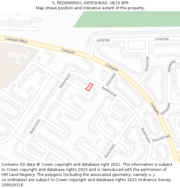 5, REDEMARSH, GATESHEAD, NE10 8PR: Location map and indicative extent of plot