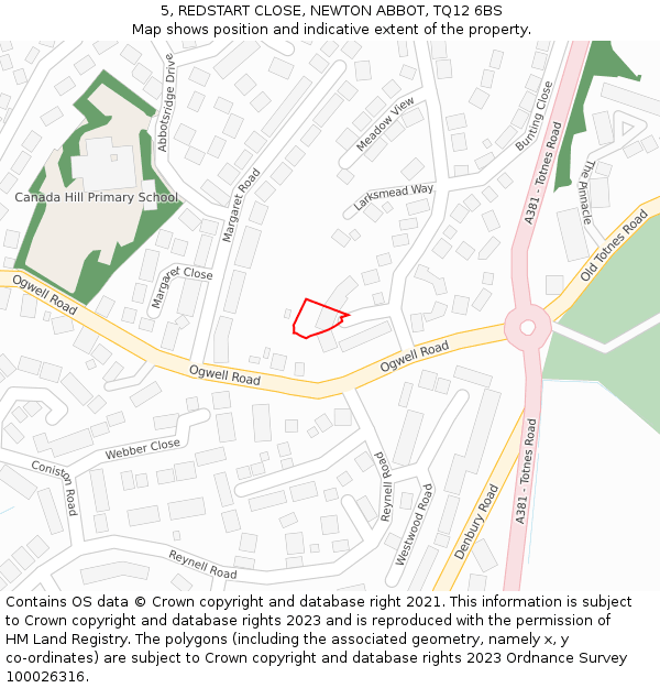 5, REDSTART CLOSE, NEWTON ABBOT, TQ12 6BS: Location map and indicative extent of plot
