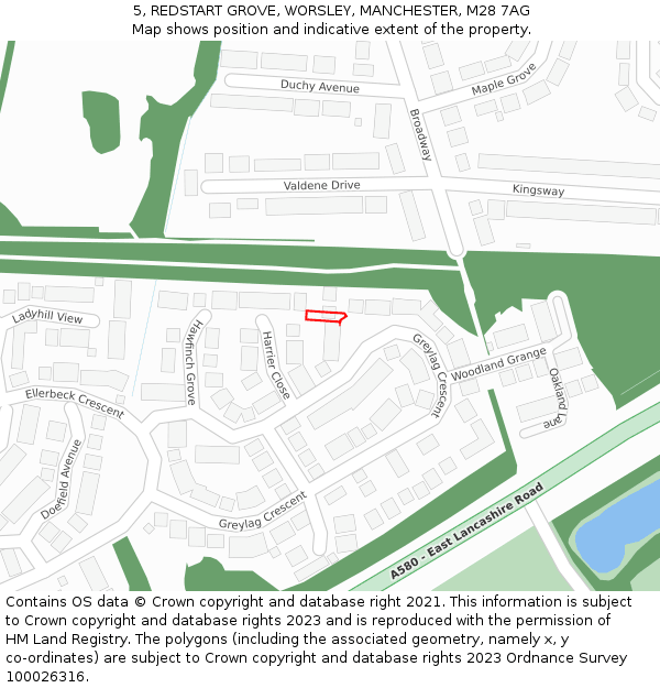 5, REDSTART GROVE, WORSLEY, MANCHESTER, M28 7AG: Location map and indicative extent of plot