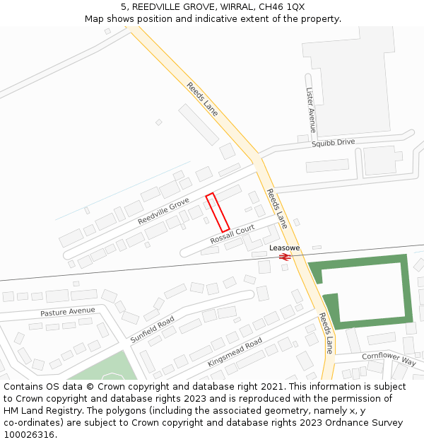 5, REEDVILLE GROVE, WIRRAL, CH46 1QX: Location map and indicative extent of plot