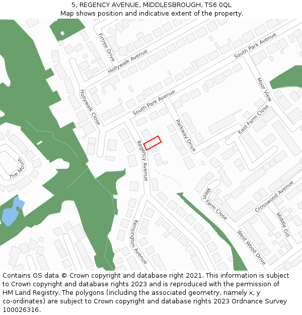 5, REGENCY AVENUE, MIDDLESBROUGH, TS6 0QL: Location map and indicative extent of plot
