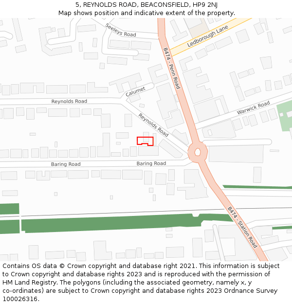 5, REYNOLDS ROAD, BEACONSFIELD, HP9 2NJ: Location map and indicative extent of plot