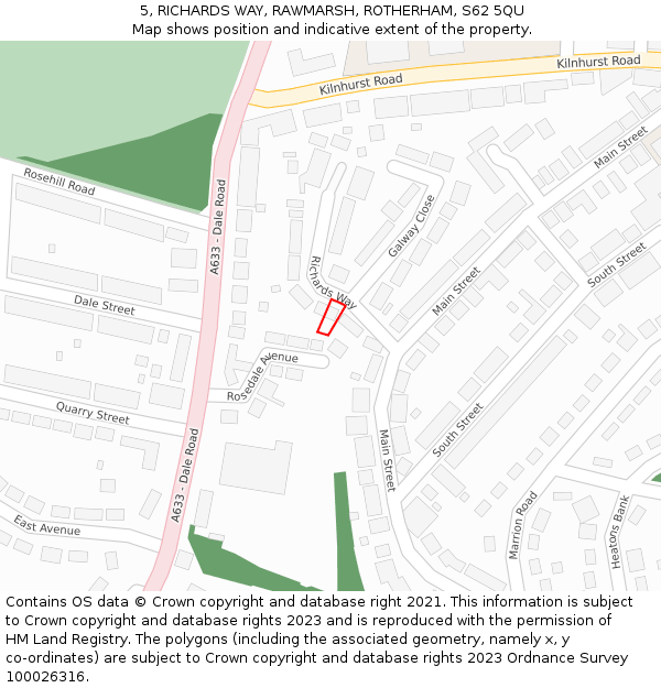 5, RICHARDS WAY, RAWMARSH, ROTHERHAM, S62 5QU: Location map and indicative extent of plot