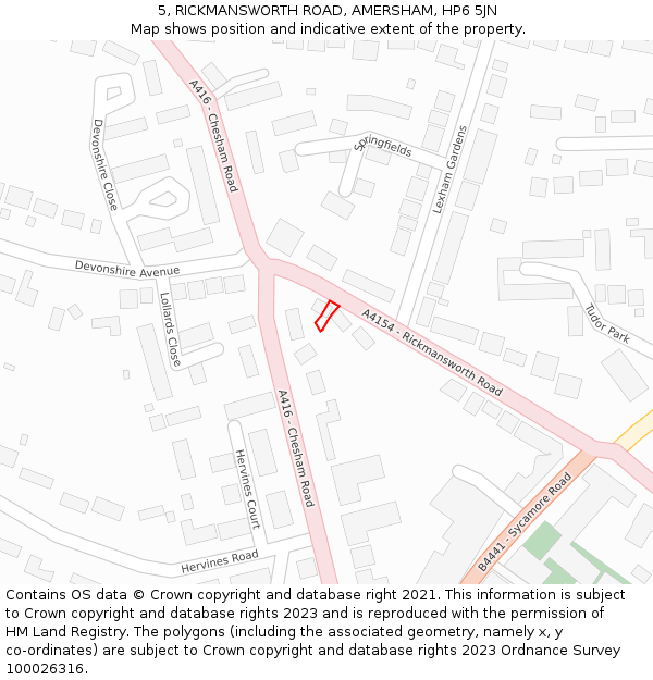 5, RICKMANSWORTH ROAD, AMERSHAM, HP6 5JN: Location map and indicative extent of plot