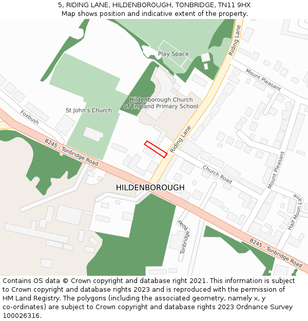 5, RIDING LANE, HILDENBOROUGH, TONBRIDGE, TN11 9HX: Location map and indicative extent of plot