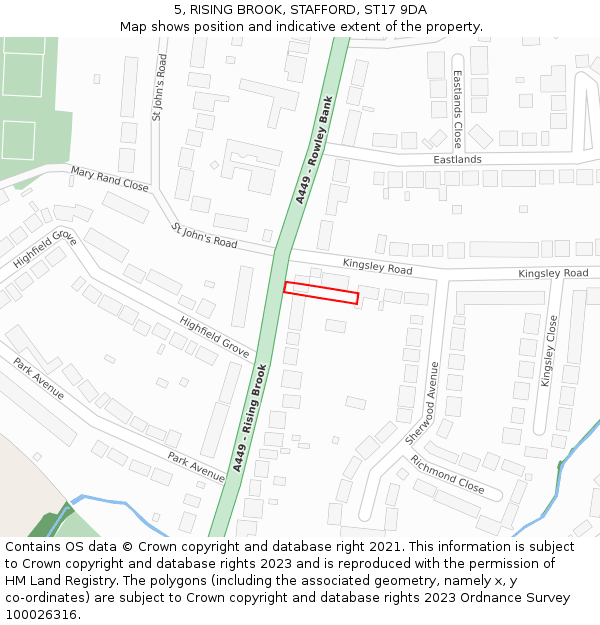 5, RISING BROOK, STAFFORD, ST17 9DA: Location map and indicative extent of plot