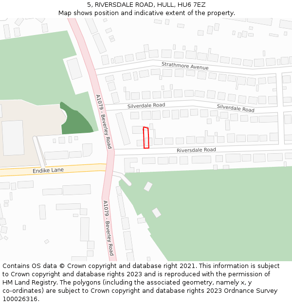 5, RIVERSDALE ROAD, HULL, HU6 7EZ: Location map and indicative extent of plot