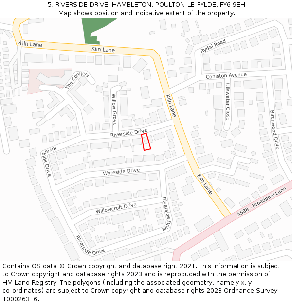 5, RIVERSIDE DRIVE, HAMBLETON, POULTON-LE-FYLDE, FY6 9EH: Location map and indicative extent of plot