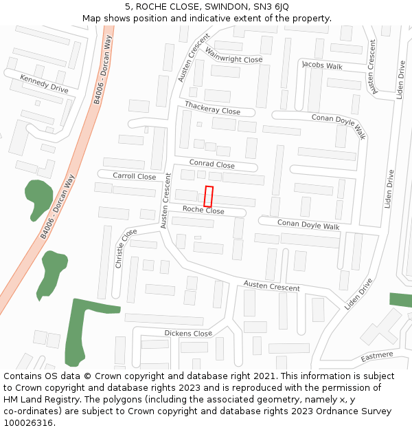 5, ROCHE CLOSE, SWINDON, SN3 6JQ: Location map and indicative extent of plot