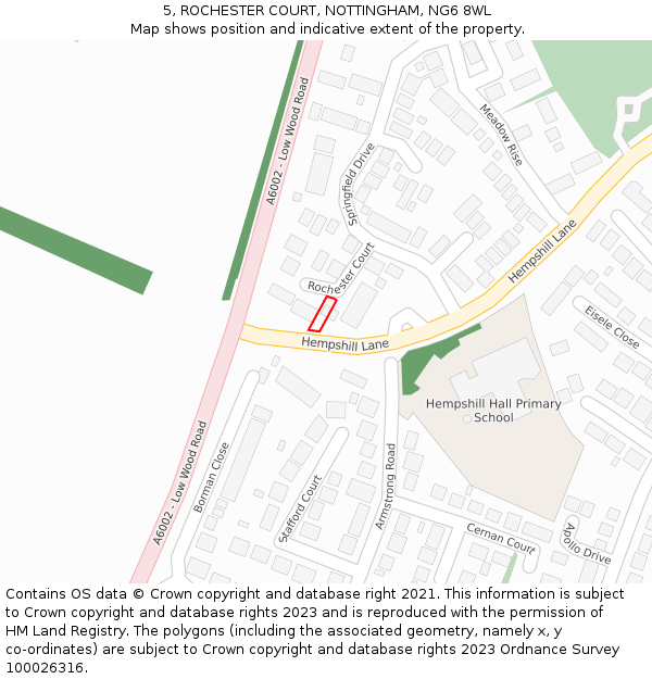 5, ROCHESTER COURT, NOTTINGHAM, NG6 8WL: Location map and indicative extent of plot