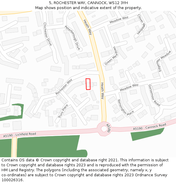 5, ROCHESTER WAY, CANNOCK, WS12 3YH: Location map and indicative extent of plot