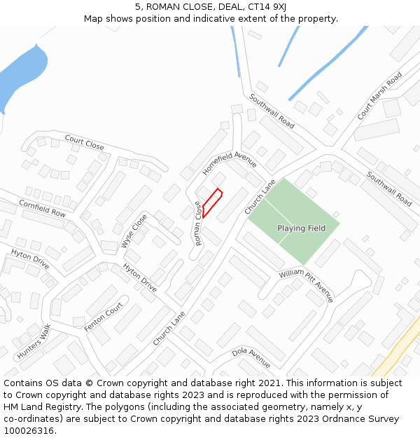 5, ROMAN CLOSE, DEAL, CT14 9XJ: Location map and indicative extent of plot