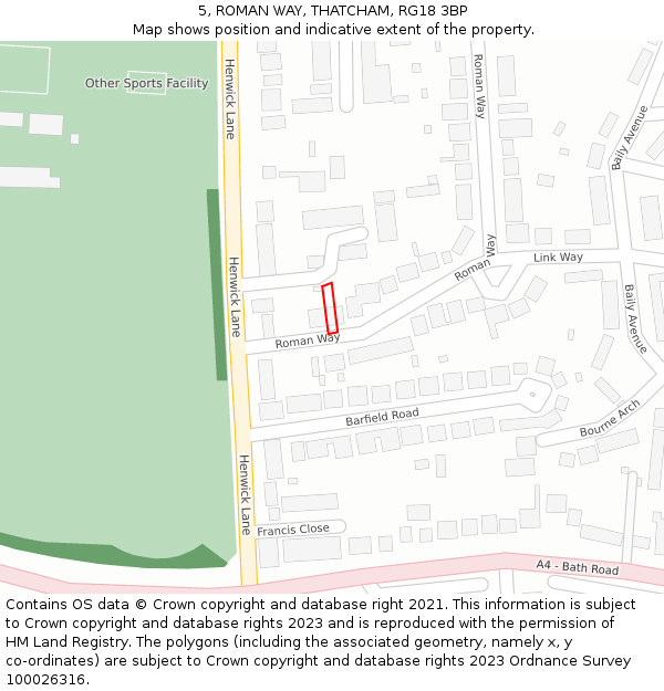 5, ROMAN WAY, THATCHAM, RG18 3BP: Location map and indicative extent of plot