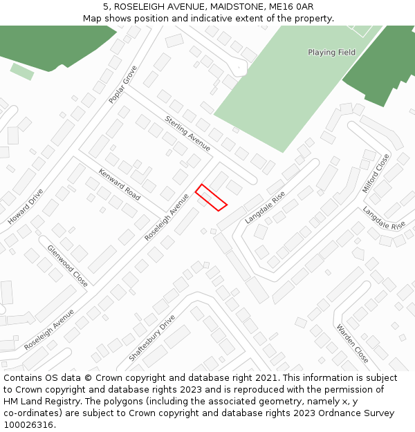 5, ROSELEIGH AVENUE, MAIDSTONE, ME16 0AR: Location map and indicative extent of plot