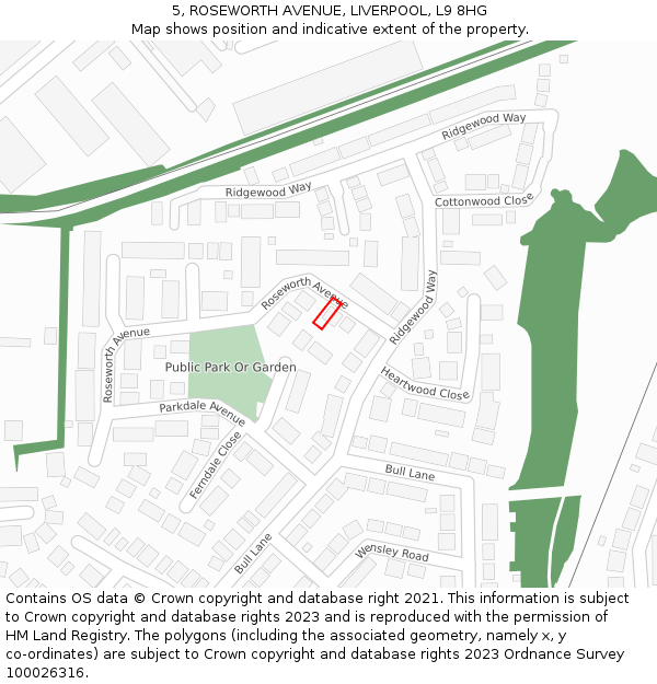 5, ROSEWORTH AVENUE, LIVERPOOL, L9 8HG: Location map and indicative extent of plot