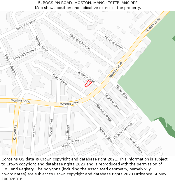 5, ROSSLYN ROAD, MOSTON, MANCHESTER, M40 9PE: Location map and indicative extent of plot