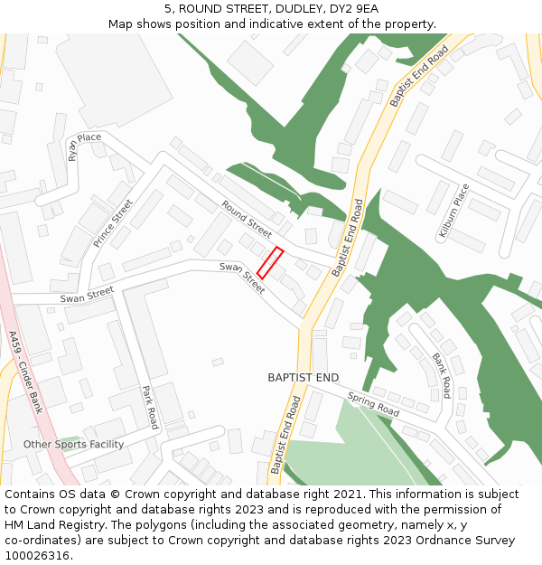 5, ROUND STREET, DUDLEY, DY2 9EA: Location map and indicative extent of plot