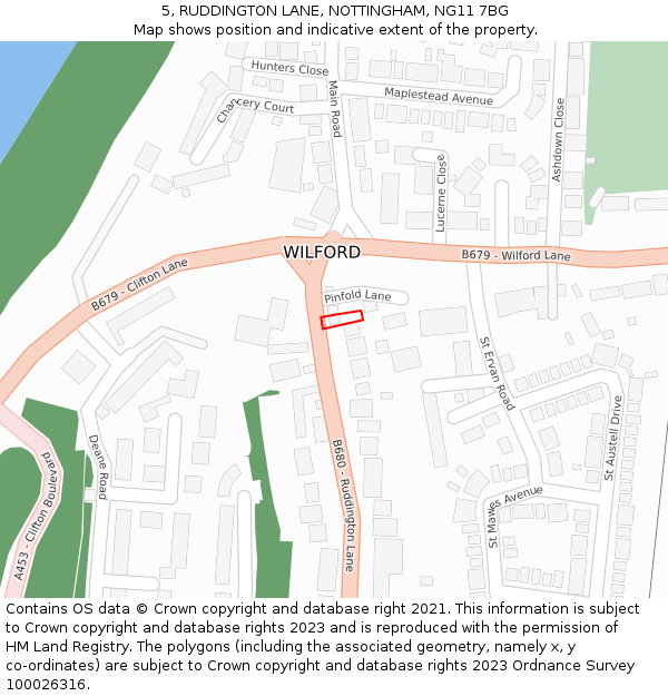 5, RUDDINGTON LANE, NOTTINGHAM, NG11 7BG: Location map and indicative extent of plot