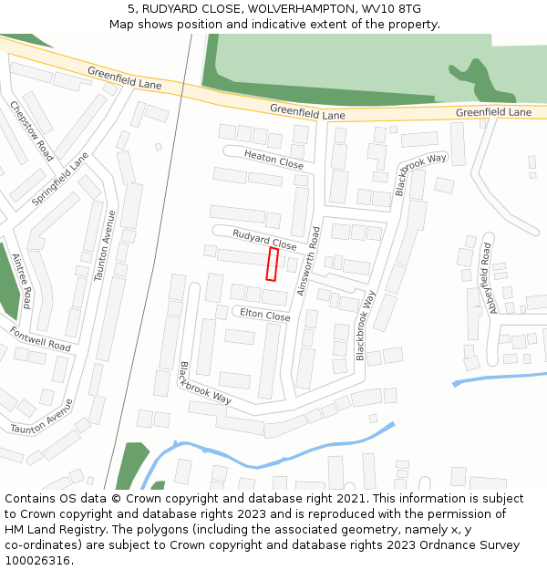 5, RUDYARD CLOSE, WOLVERHAMPTON, WV10 8TG: Location map and indicative extent of plot