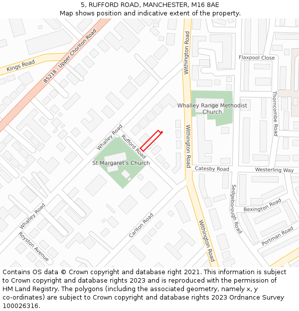 5, RUFFORD ROAD, MANCHESTER, M16 8AE: Location map and indicative extent of plot