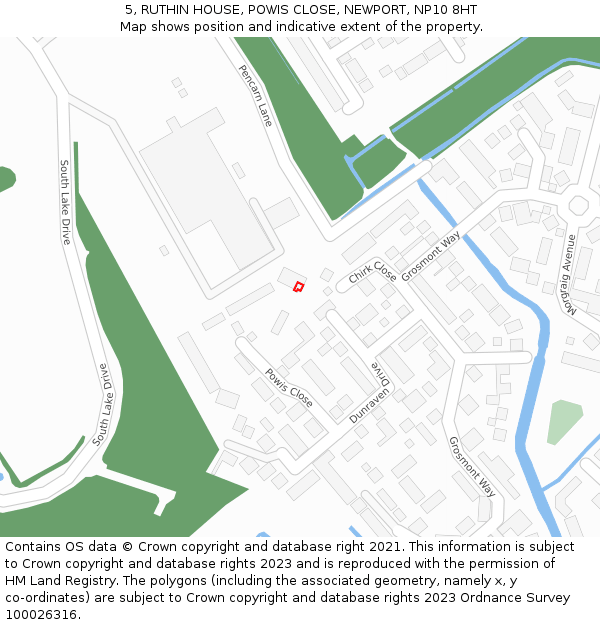5, RUTHIN HOUSE, POWIS CLOSE, NEWPORT, NP10 8HT: Location map and indicative extent of plot