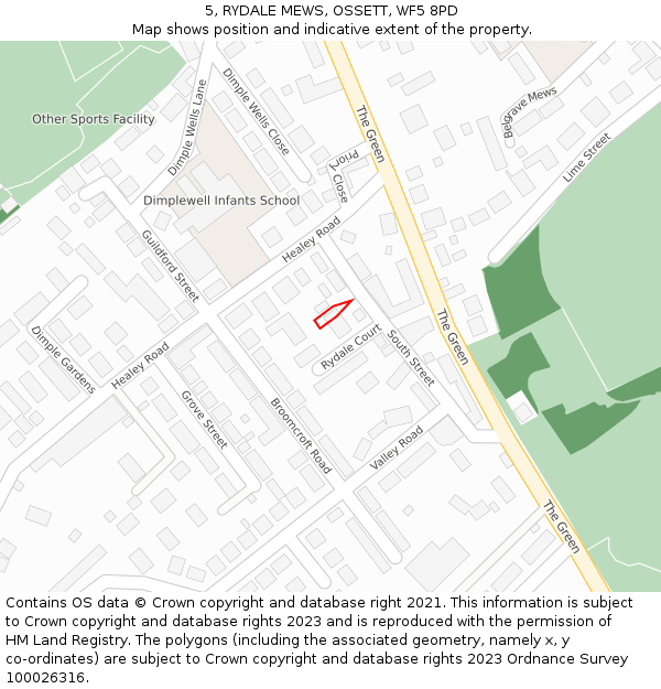 5, RYDALE MEWS, OSSETT, WF5 8PD: Location map and indicative extent of plot