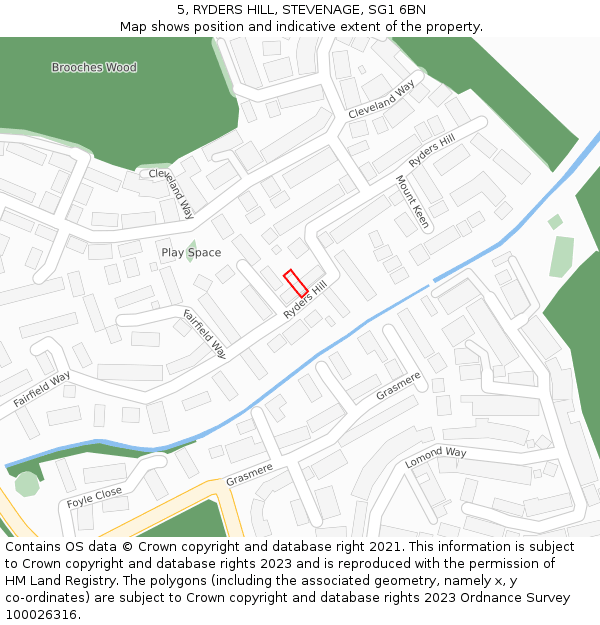 5, RYDERS HILL, STEVENAGE, SG1 6BN: Location map and indicative extent of plot