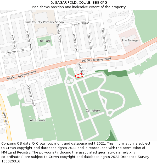 5, SAGAR FOLD, COLNE, BB8 0PG: Location map and indicative extent of plot