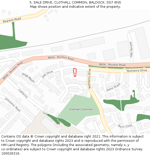 5, SALE DRIVE, CLOTHALL COMMON, BALDOCK, SG7 6NS: Location map and indicative extent of plot