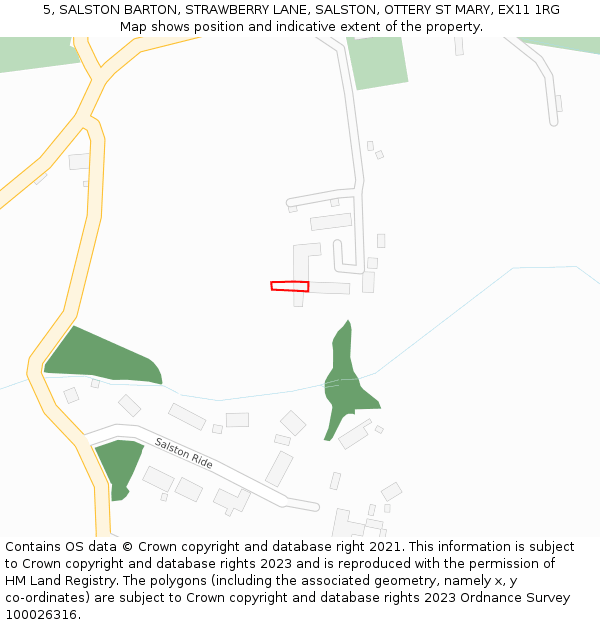 5, SALSTON BARTON, STRAWBERRY LANE, SALSTON, OTTERY ST MARY, EX11 1RG: Location map and indicative extent of plot