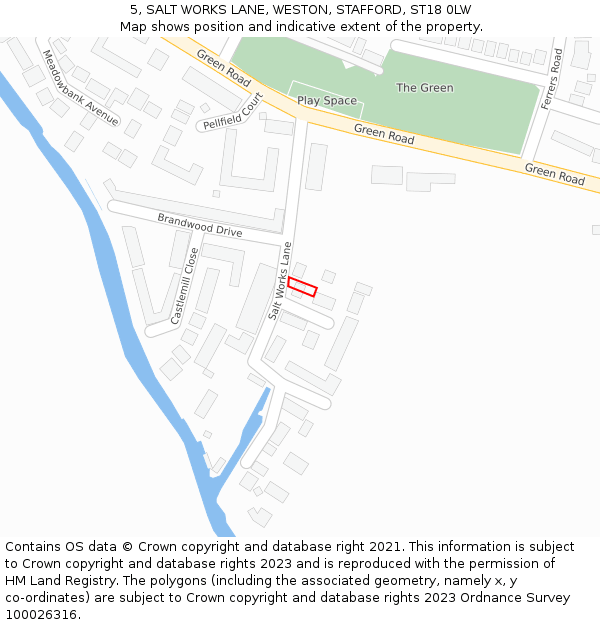 5, SALT WORKS LANE, WESTON, STAFFORD, ST18 0LW: Location map and indicative extent of plot